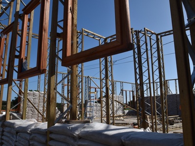 sandbag building