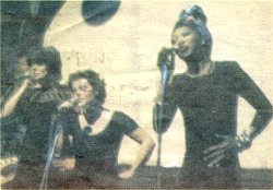 Jazz drag: Drag artist Miss Thandi, right, with two members of the band Jazzabell in Holland